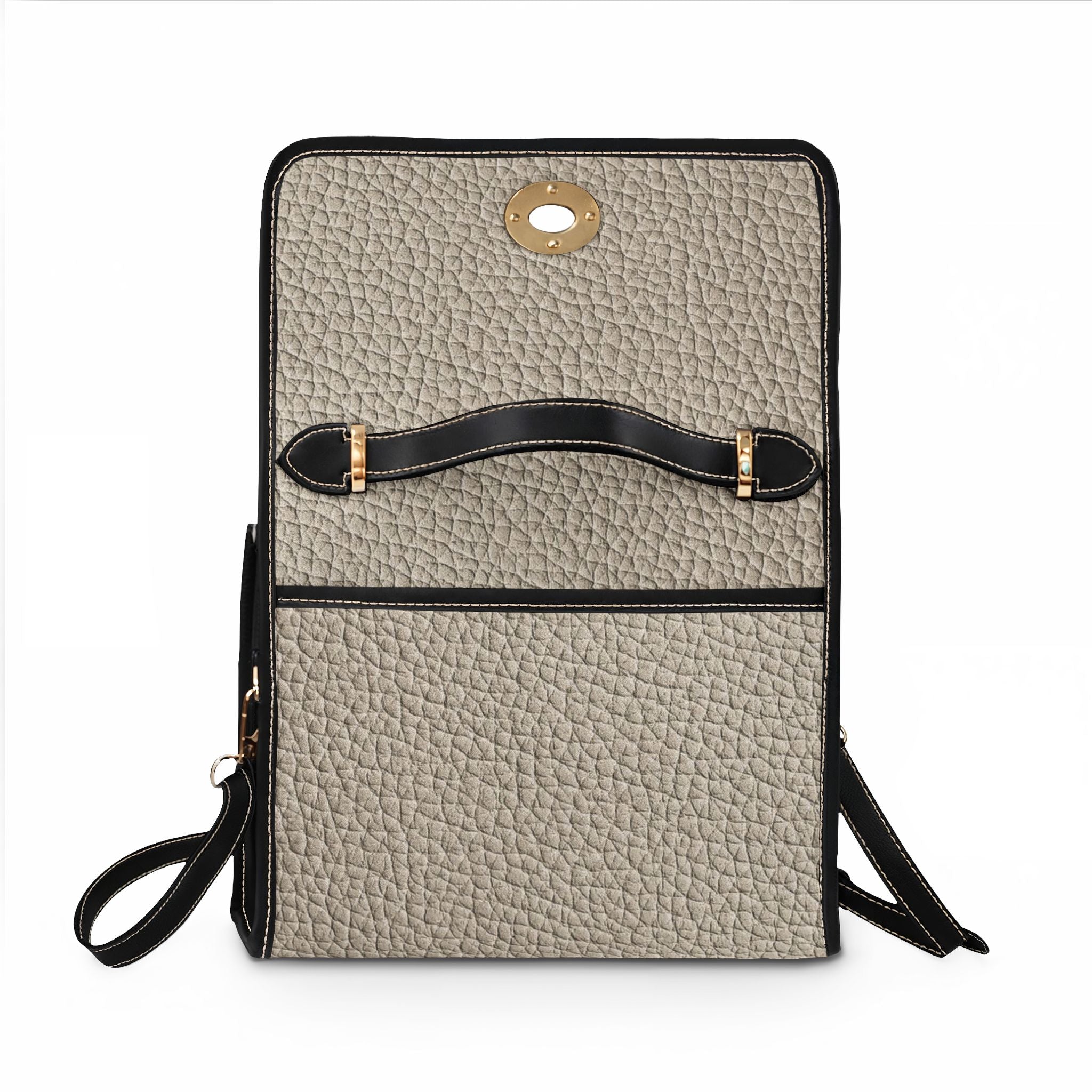 Pebbled Taupe Satchel Waterproof Canvas Bag | Structured Top-Handle Crossbody