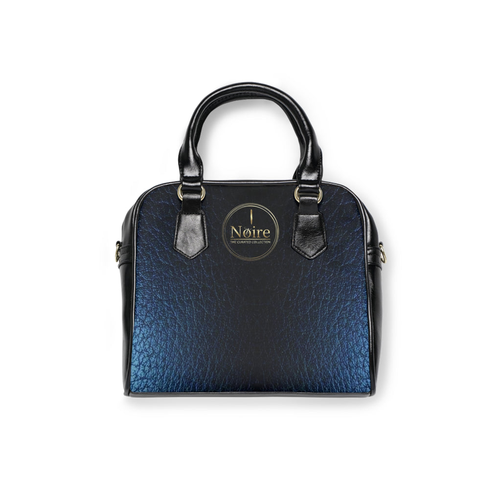 Leatherette Shoulder Handbag – Midnight Blue Textured Tote