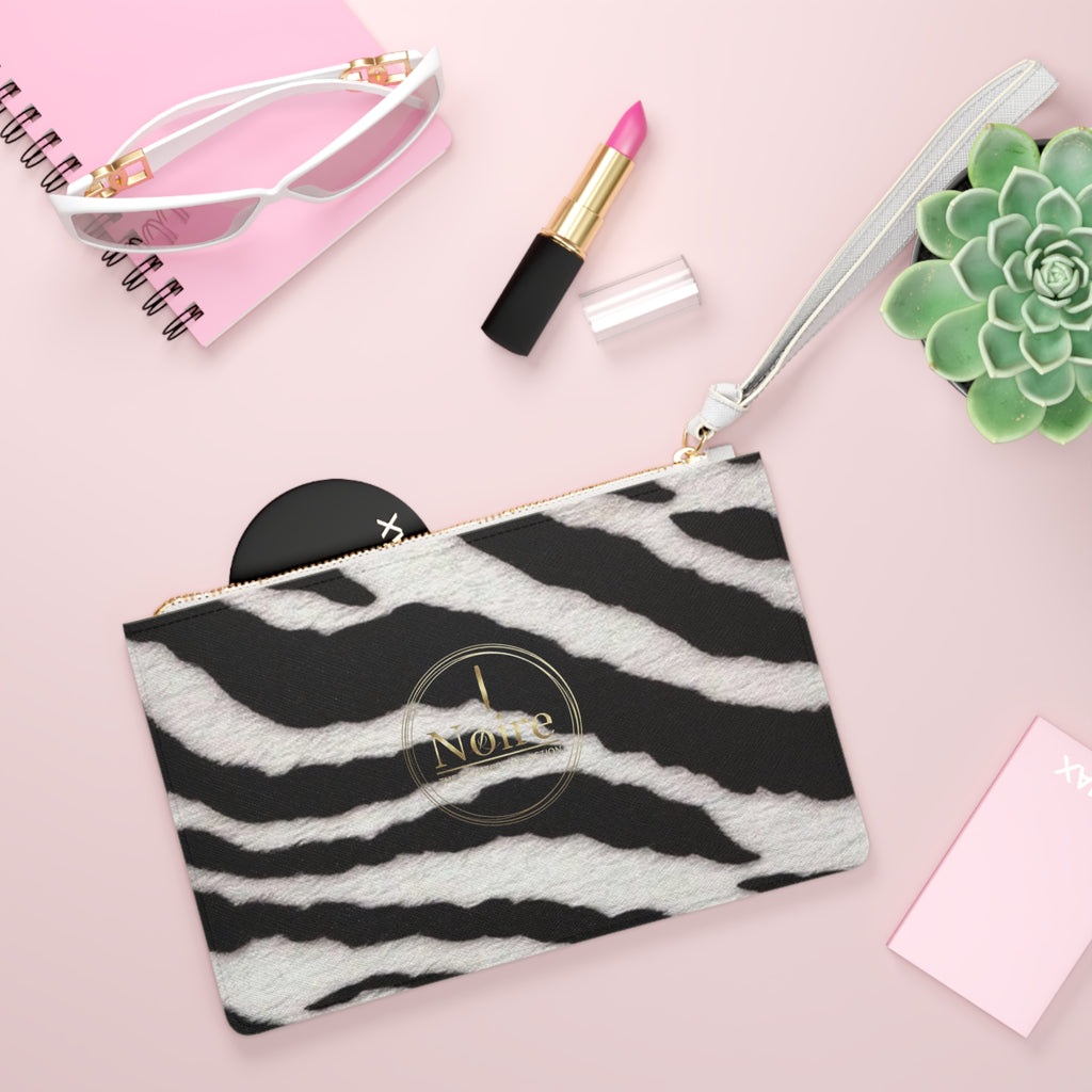 Zebra Print Wristlet Clutch Bag — Black & White Animal Pattern