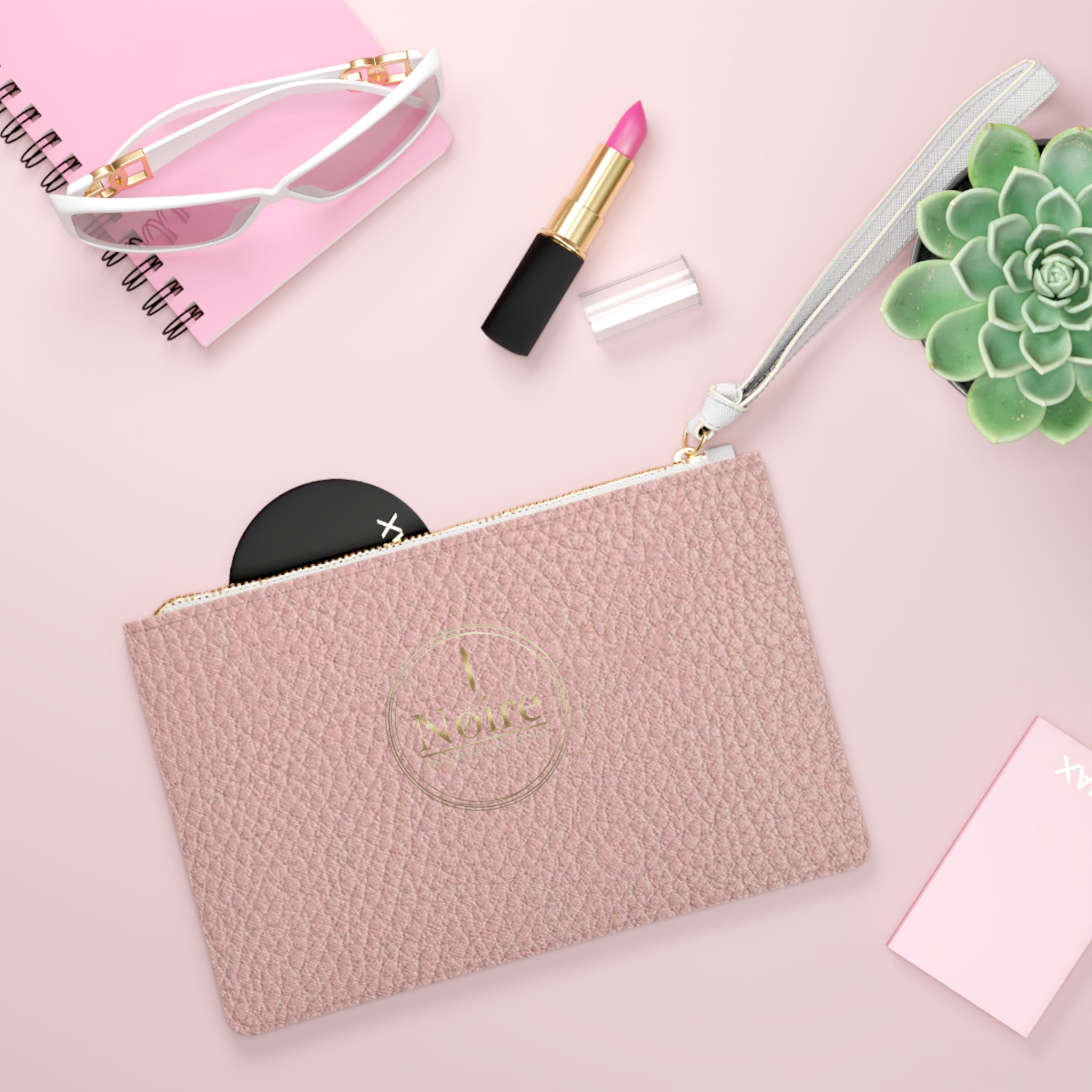 Blush Pebble Clutch Bag — Small Wristlet Evening Purse