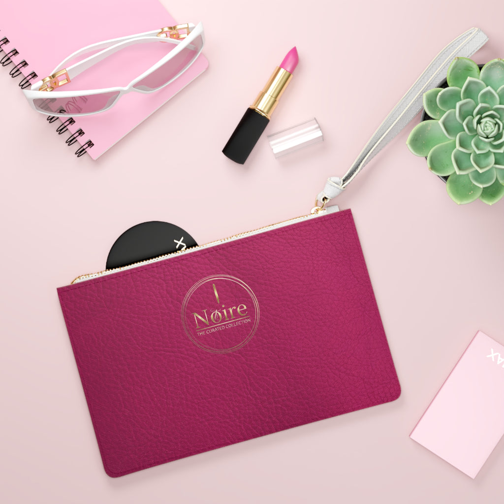 Noire  Clutch Bag — Pink Leather Wristlet Purse