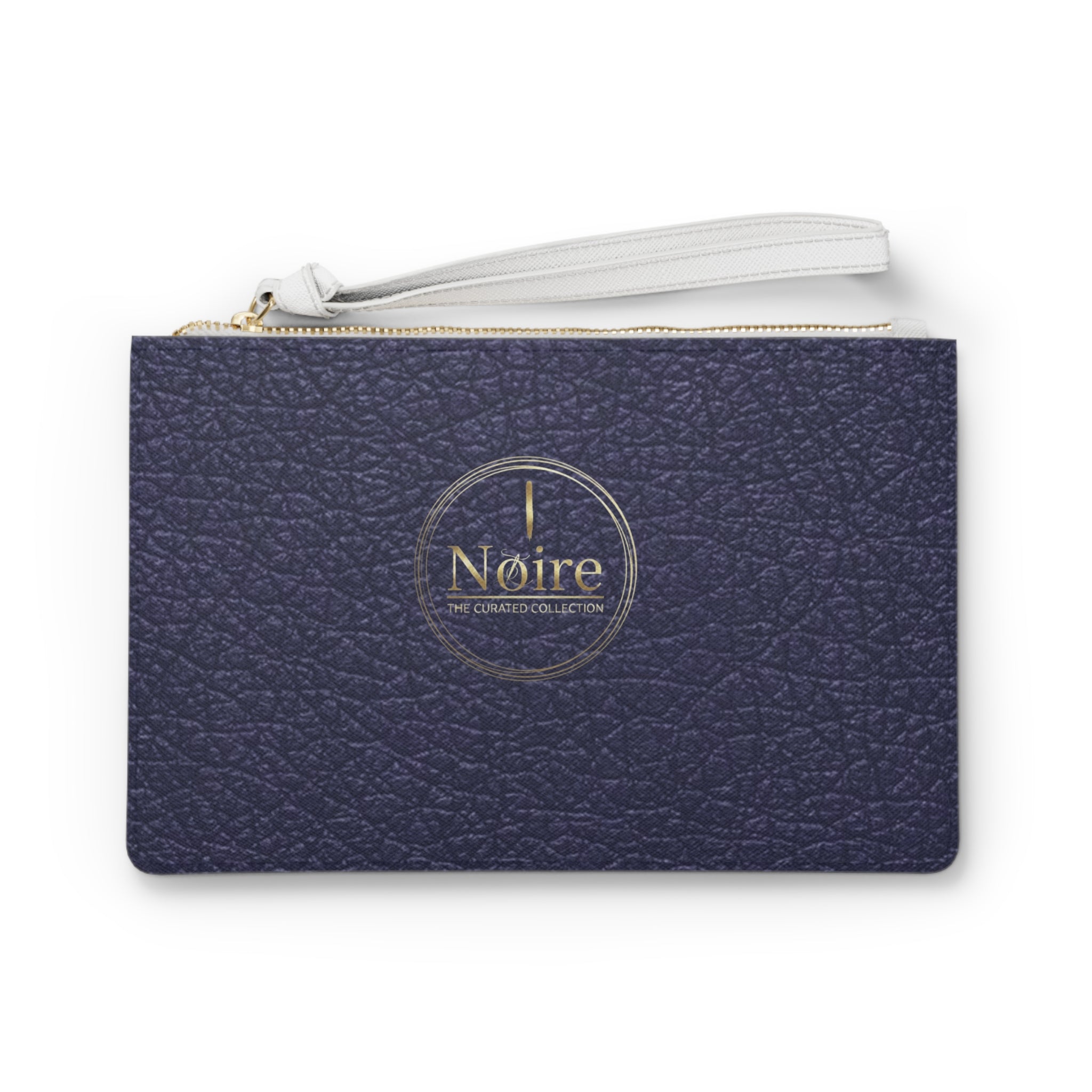 Navy Textured Leather Clutch Bag – Wristlet Evening Purse
