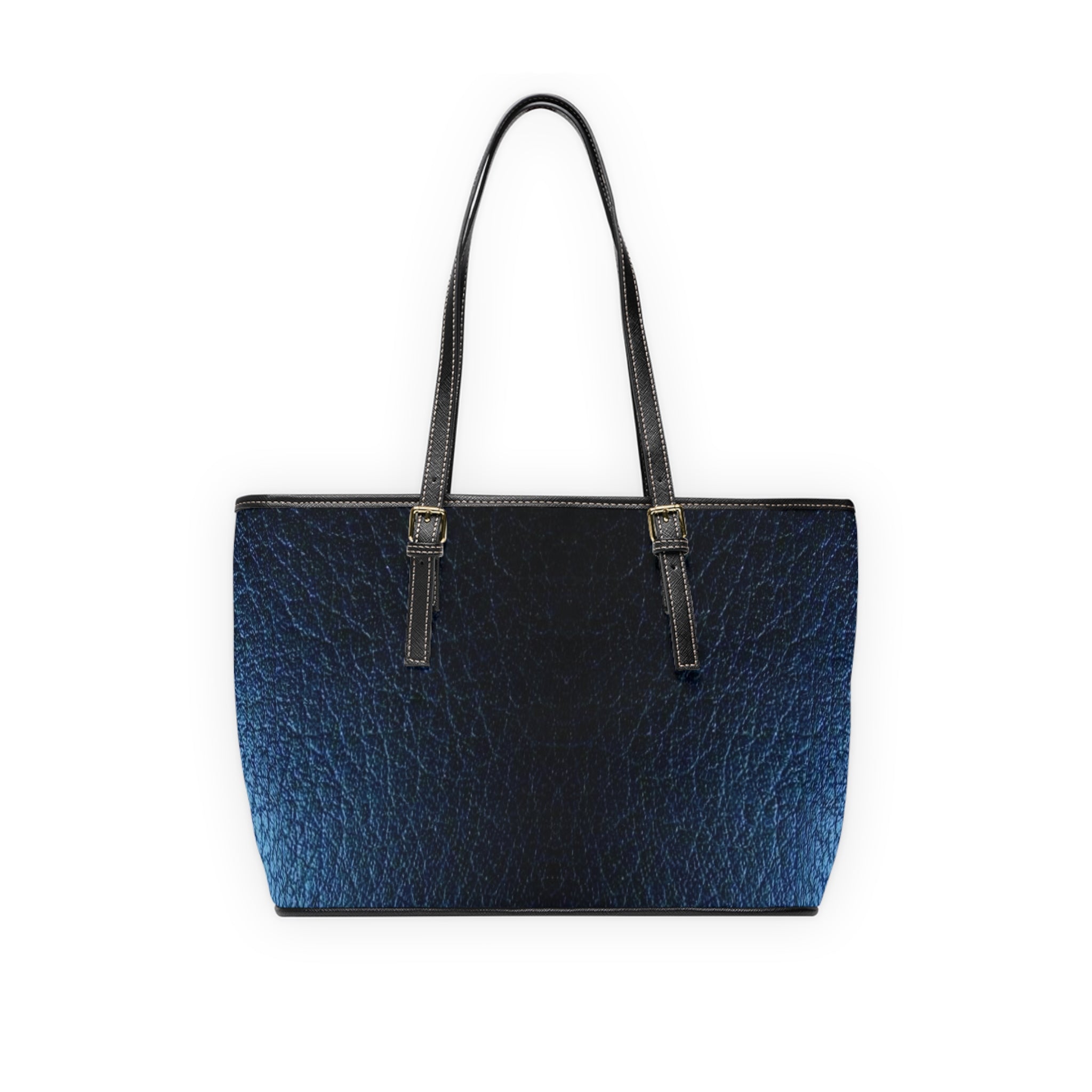 Navy Textured PU Leather Shoulder Bag — Classic Tote for Everyday & Work