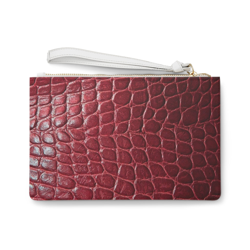 Croc-Embossed Burgundy Clutch Bag — Elegant Wristlet Purse